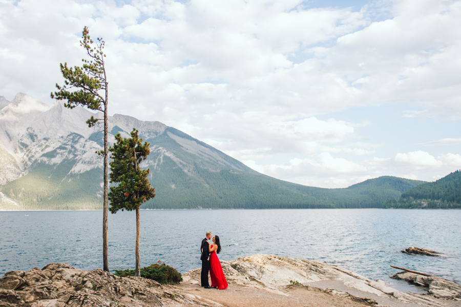 Lake Minnewanka Engagement Photos In Banff